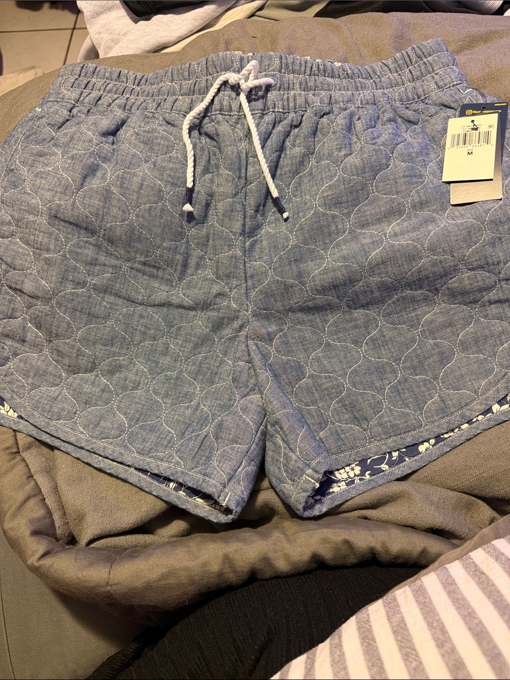 Polo by Ralph Lauren Quilted Chambray-Look Drawstring Women’s Shorts - Blue